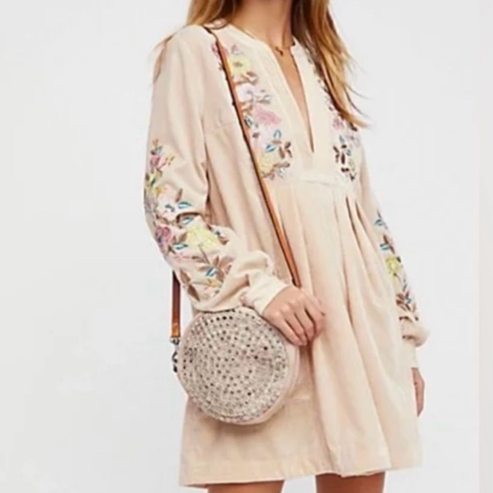 Free People Mia Embroidered Velvet Tunic Dress